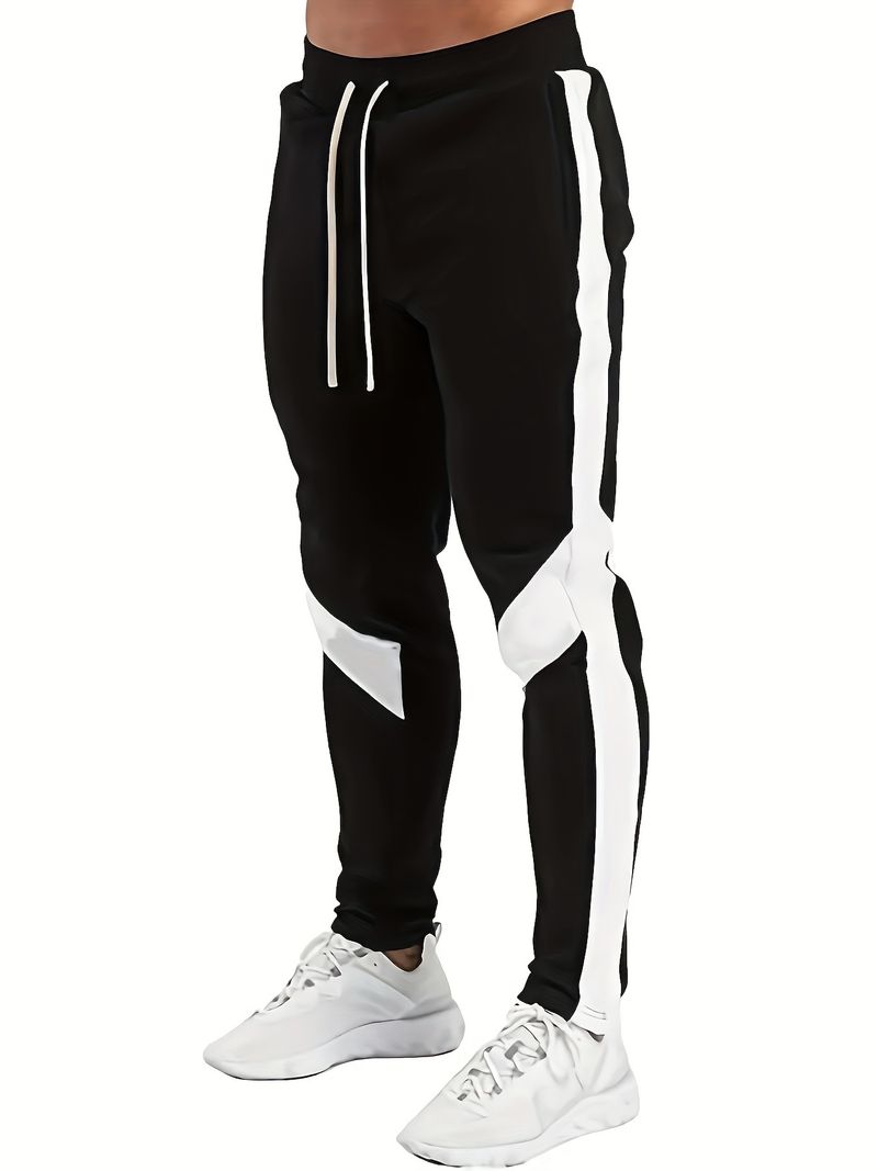 Herren-Jogginghose mit Fleecefutter und Farbblock-Design – warme, lässige Jogginghose für den Winter fürs Fitnessstudio und den Alltag_voghion.com
