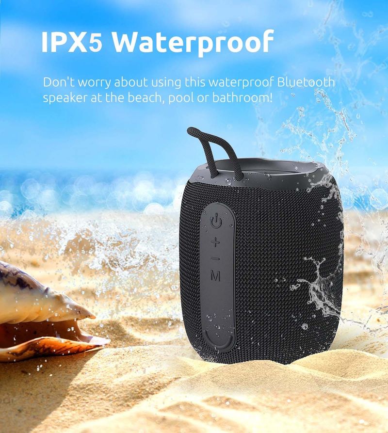 Mini Stereo Bluetooth Speaker With 5 LED Light Modes IPX5 Waterproof TF Card U Disk AUX FM Playback Mode Wireless HIFI_voghion.com