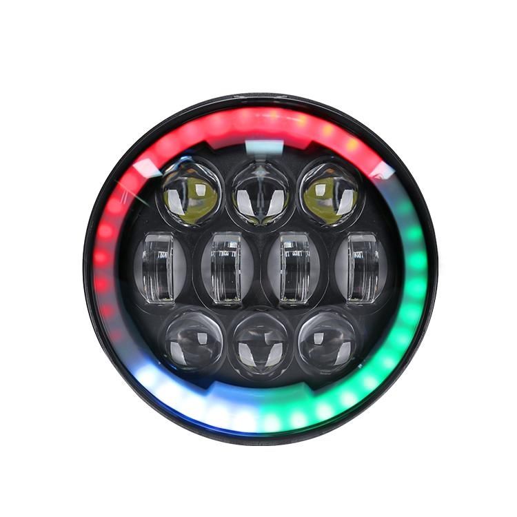 Farol de LED Halo Ring RGB de 5,75" e 30 W para motocicleta Harley com função EMC, anticintilação, controle de Blu-ray por aplicativo_voghion.com