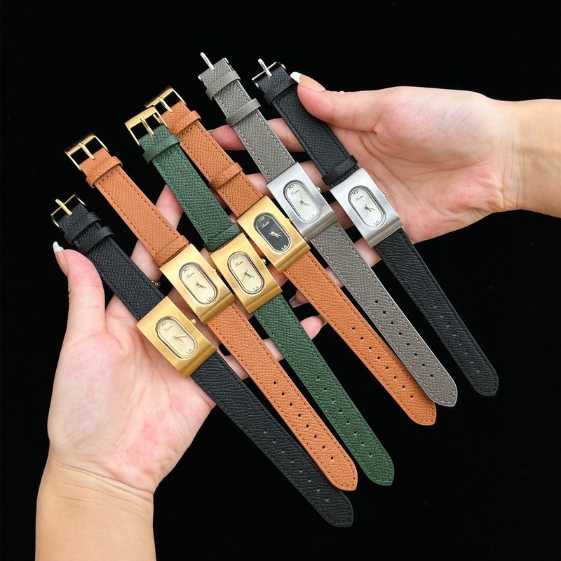 Orologio da donna Scottie rettangolare in metallo, stile minimalista, in vera pelle, casual, 9730_voghion.com
