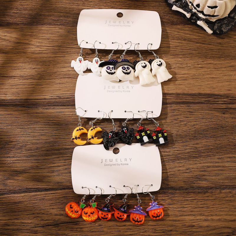 Accessori divertenti per feste Zucca Fantasma Pipistrello Castello oscuro Orecchini di Halloween Set_voghion.com