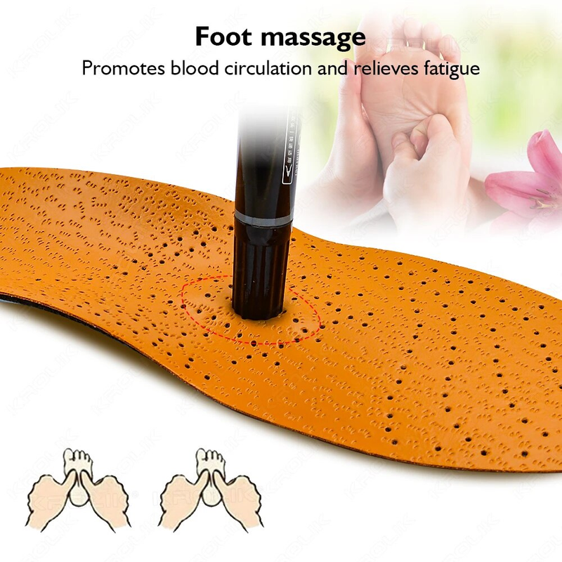 Orthopädische Einlegesohle aus Leder, orthopädische Fußgewölbeunterstützung, Spann, flache Schuhe, Latex, antibakterielles Aktivkohle-Pad, Fußpflege, Unisex_voghion.com