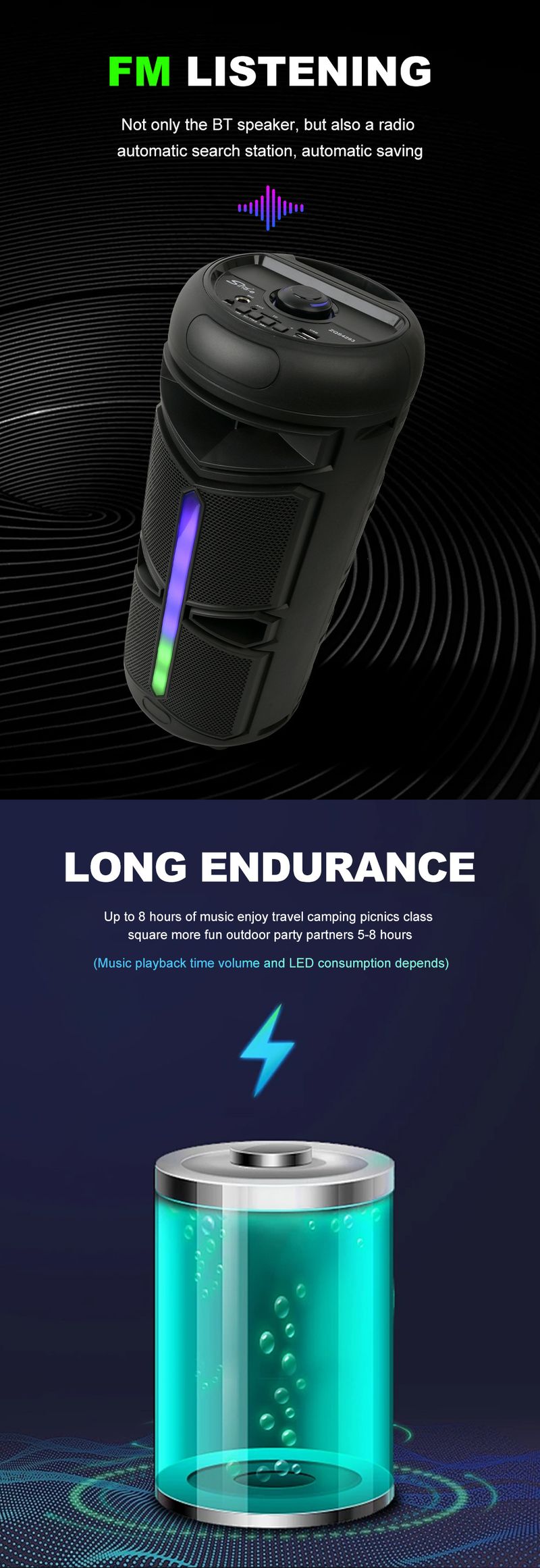 ZQS4293 Dual Speaker 4-inch Bluetooth Audio Heavy Bass Outdoor Convenient Long Battery Life Small Speaker_voghion.com