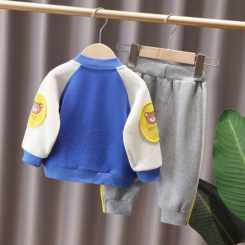 YIQI Camicia da baseball per bambini Due pezzi Set sportivo casual per bambini Maglione cardigan in cotone per ragazzi e ragazze_voghion.com