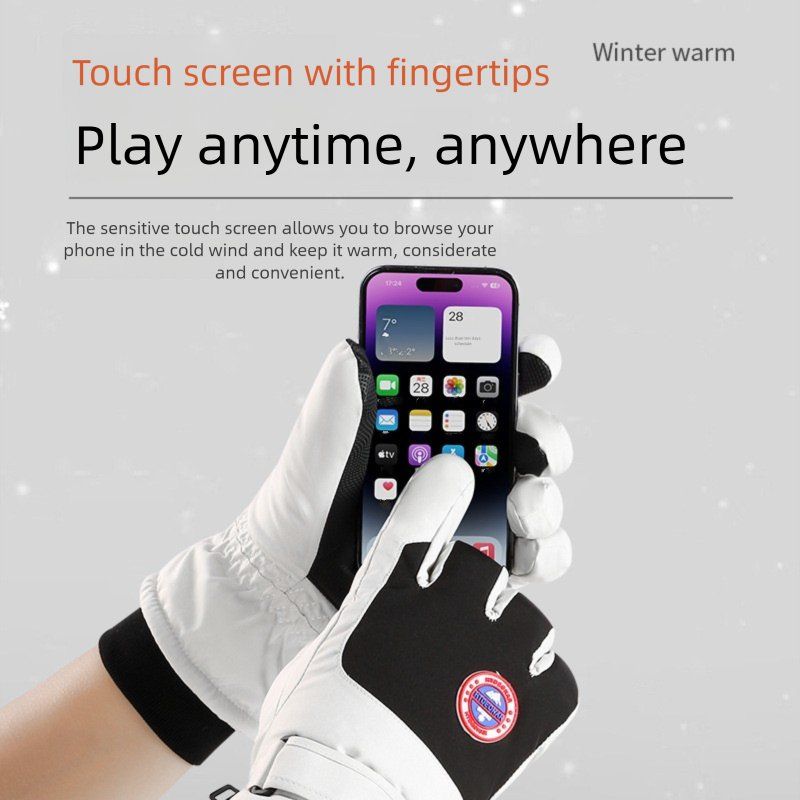 Ski For Men And Women, Winter Fleece-Lined, Thickened, Windproof, Waterproof, Non-Slip, Touchscreen, Outdoor Riding,_voghion.com
