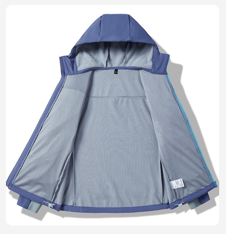 Giacca softshell unisex con cappuccio – Giacca a vento impermeabile 3 in 1 in stile americano con fodera in pile e tasche oversize per escursionismo e uso quotidiano_voghion.com