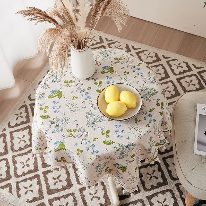 Green Leaf Poly-Cotton Tablecloth – Scandinavian Style Rectangle Cover For Dining & Coffee Tables | Heatproof, Anti-Slip & Dust-Resistant_voghion.com