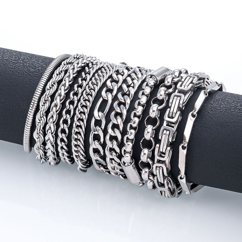 Bracciale da uomo in acciaio al titanio con catena cubana semplice Hip-Hop in acciaio inossidabile, resistente alla pioggia e al colore_voghion.com