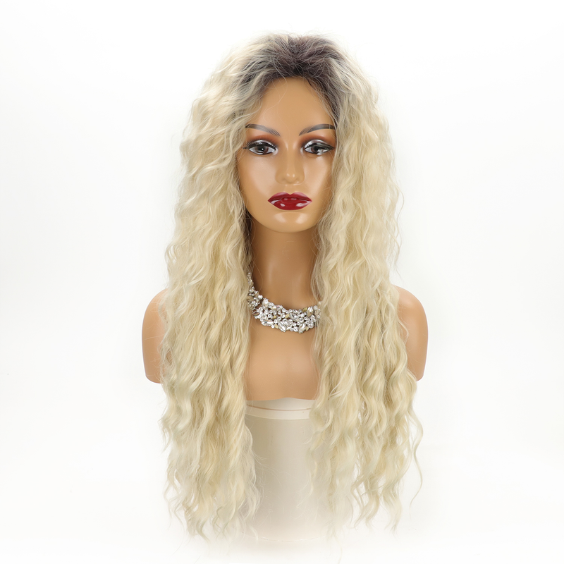 European And American Long Wig Set African Gradual Blonde Long Curly Hair_voghion.com