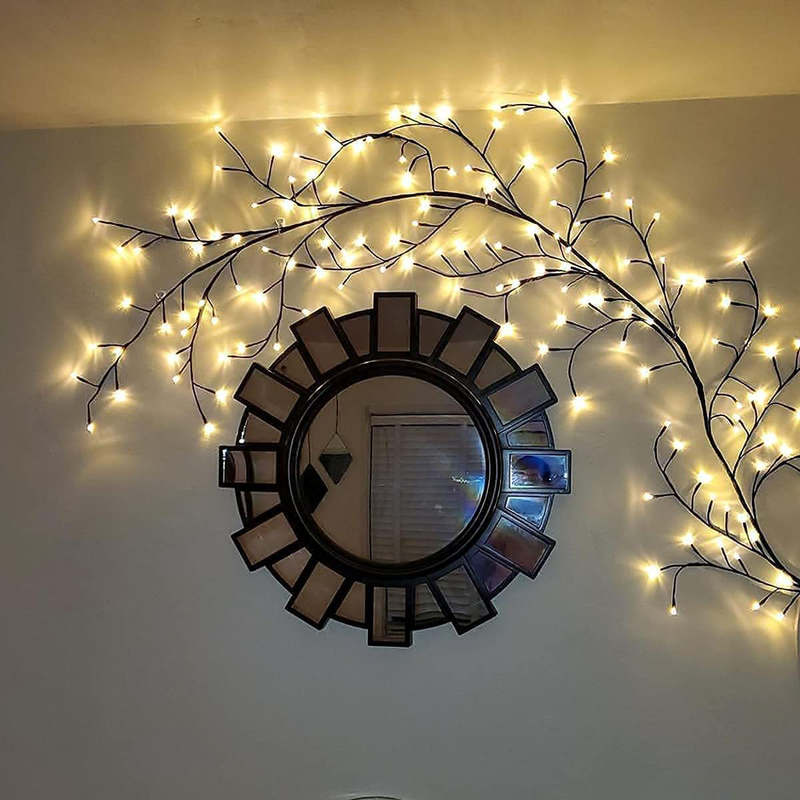 Nuove luci colorate a LED per soggiorno, decorazione della camera da letto, calde decorazioni natalizie, luci dell'albero a forma di rattan simulato_voghion.com