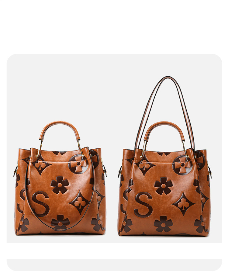 Borsa a mano per donna Borsa a secchiello Borsa a mano di grande capacità Borsa a tracolla con stampa Senior Sense Borsa a tracolla a contrasto di colore per lavoro Borsa da viaggio per donna_voghion.com