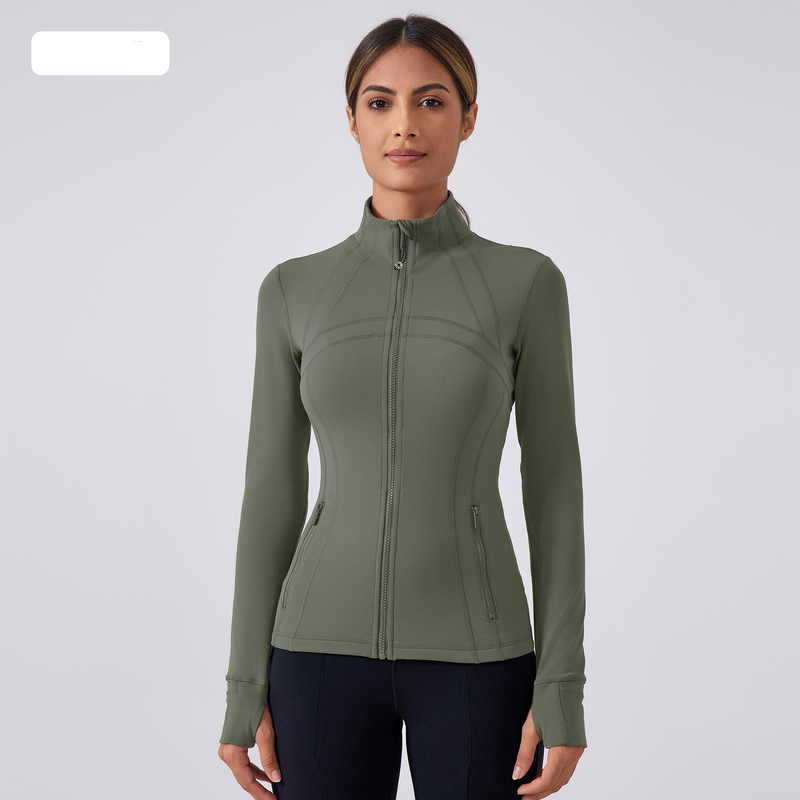 Damenbekleidung Herbst Neue Yogajacke für Damen Laufen und Radfahren Sport Langarm Slim Stehkragen Sport Fitness Kleidung_voghion.com