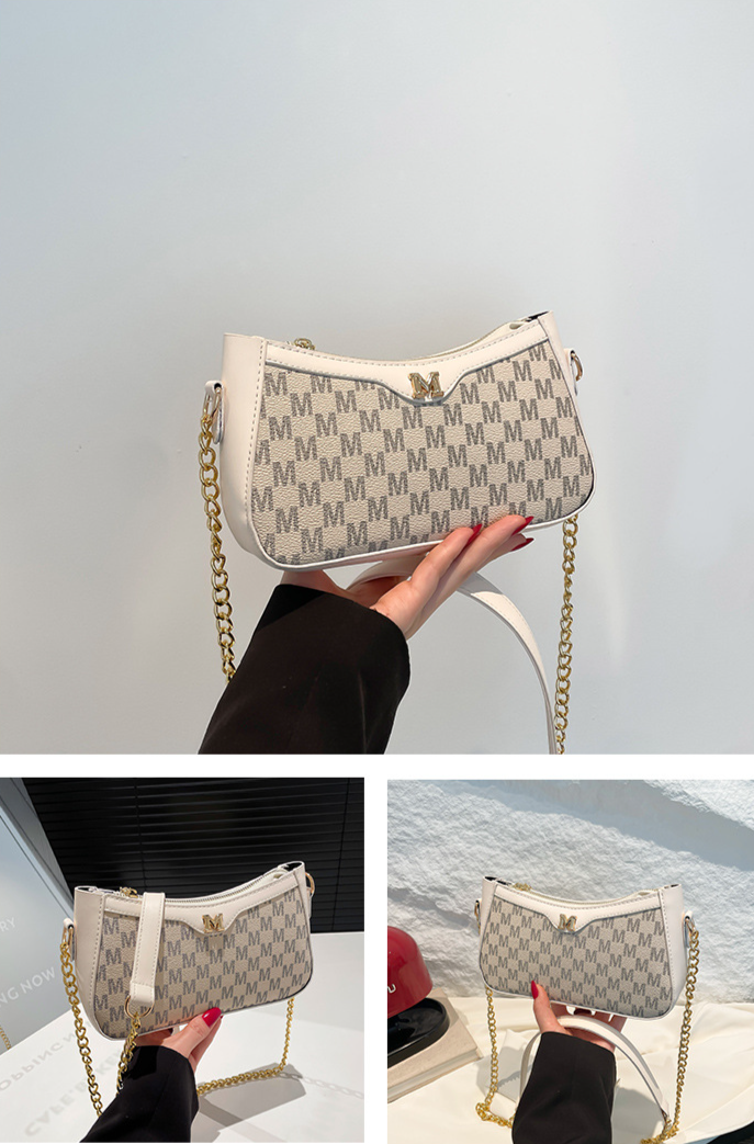 Borsa a tracolla elegante con stampa di lettere, semplice e alla moda, con tracolla a tracolla, nuova trama estiva 2025_voghion.com