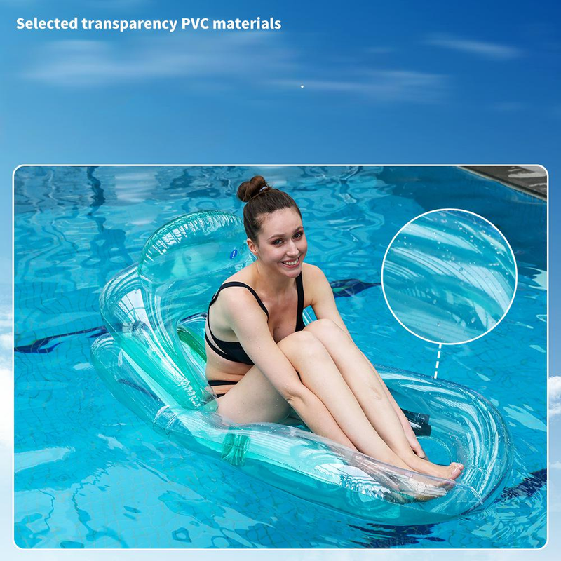 Clear PVC Inflatable Lounge Oversized Transparent Floating Mat For Pool Beach Ultra Comfortable Water Hammock With Reinforced Seams For Adults_voghion.com