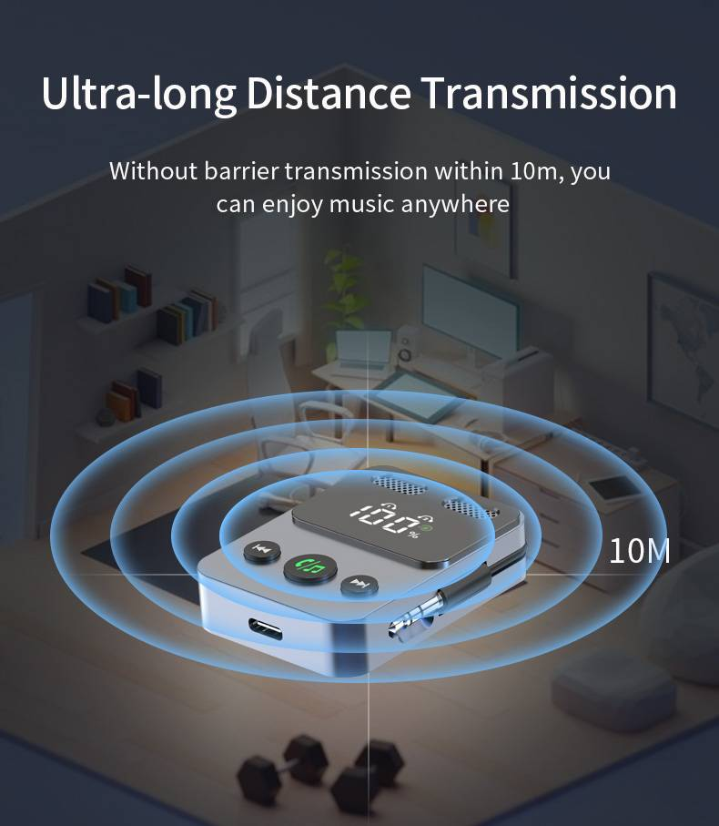 Ricevitore Bluetooth 5.3 BR17 - Adattatore doppio microfono per auto, altoparlante, auricolare - Batteria a lunga durata, ricarica rapida, modalità TX,_voghion.com