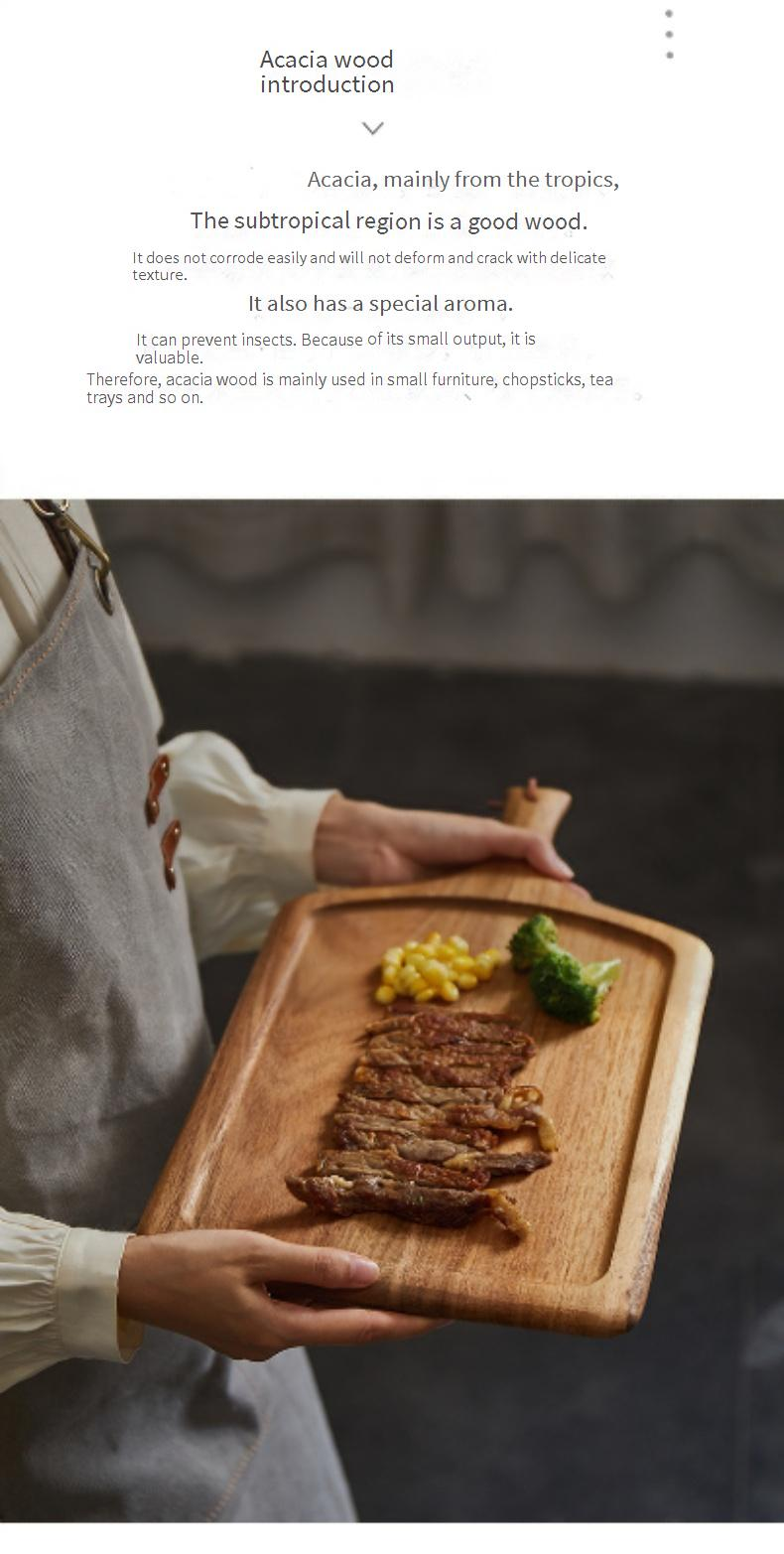 Acacia Wood Serving Board - Steak Plate Pizza Tray & Western Dining Dish Multi-Purpose Wooden Tableware_voghion.com
