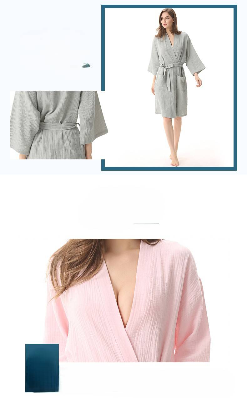 Peignoir fin de couleur unie papillon violet, pur coton, double épaisseur, gaze lavée, kimono Yukata pour hommes et femmes, chemise de nuit de style japonais pour femmes_voghion.com