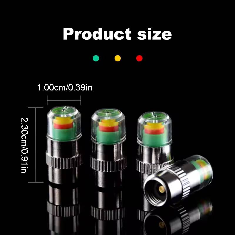 4pcs/set Car Tire Pressure Indicator Tire Pressure Gauge Indicator Alert Monitoring Valve Cap Sensor External Valve Detection_voghion.com