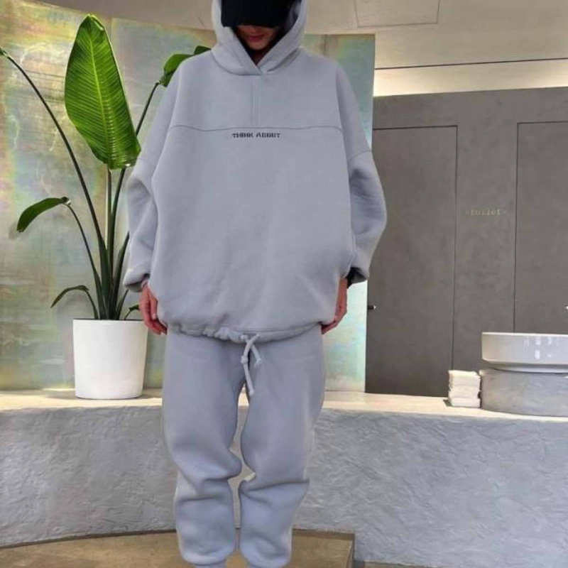 Ensemble deux pièces de sport imprimé à capuche pour femme_voghion.com