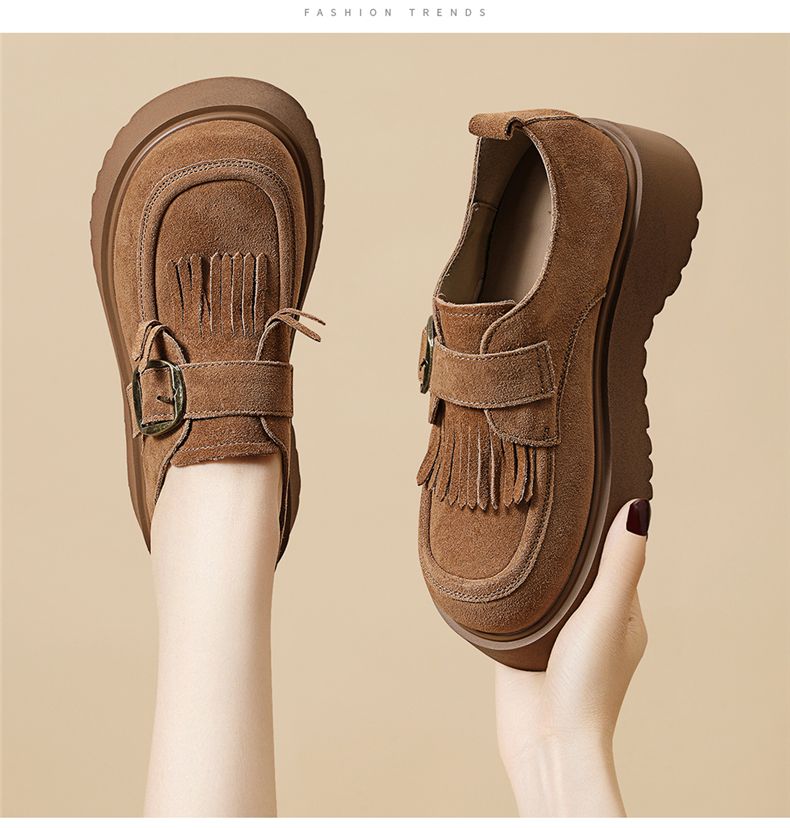 English Style Little Leather Shoes, Height Increasing, Small-sized Mary Jane Style Shoes._voghion.com