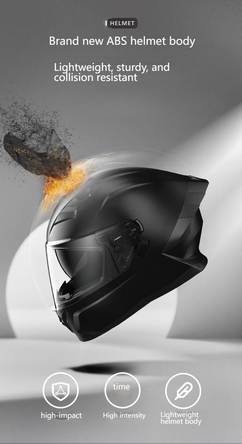 Casco integrale da moto certificato con doppia visiera e Bluetooth - Casco da moto ABS per tutte le stagioni per uomo e donna_voghion.com