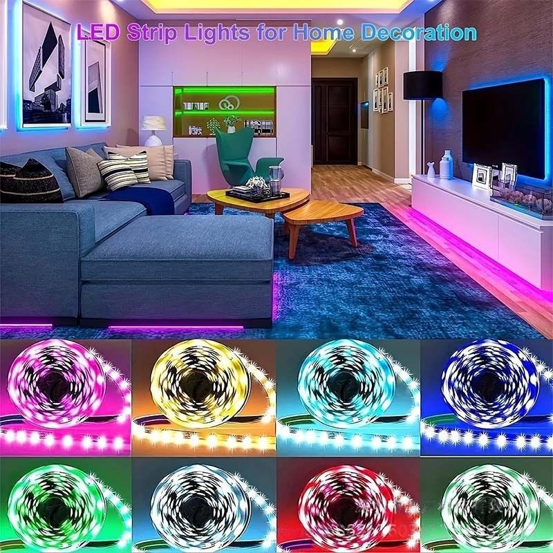 24V Bluetooth IR 44 Tuşlu Uzaktan Kumandalı RGB LED Şerit Işıklar 3535 SMD Çipli İç Mekan Ev Dekorasyonu İçin (15M/30M/60M)_voghion.com
