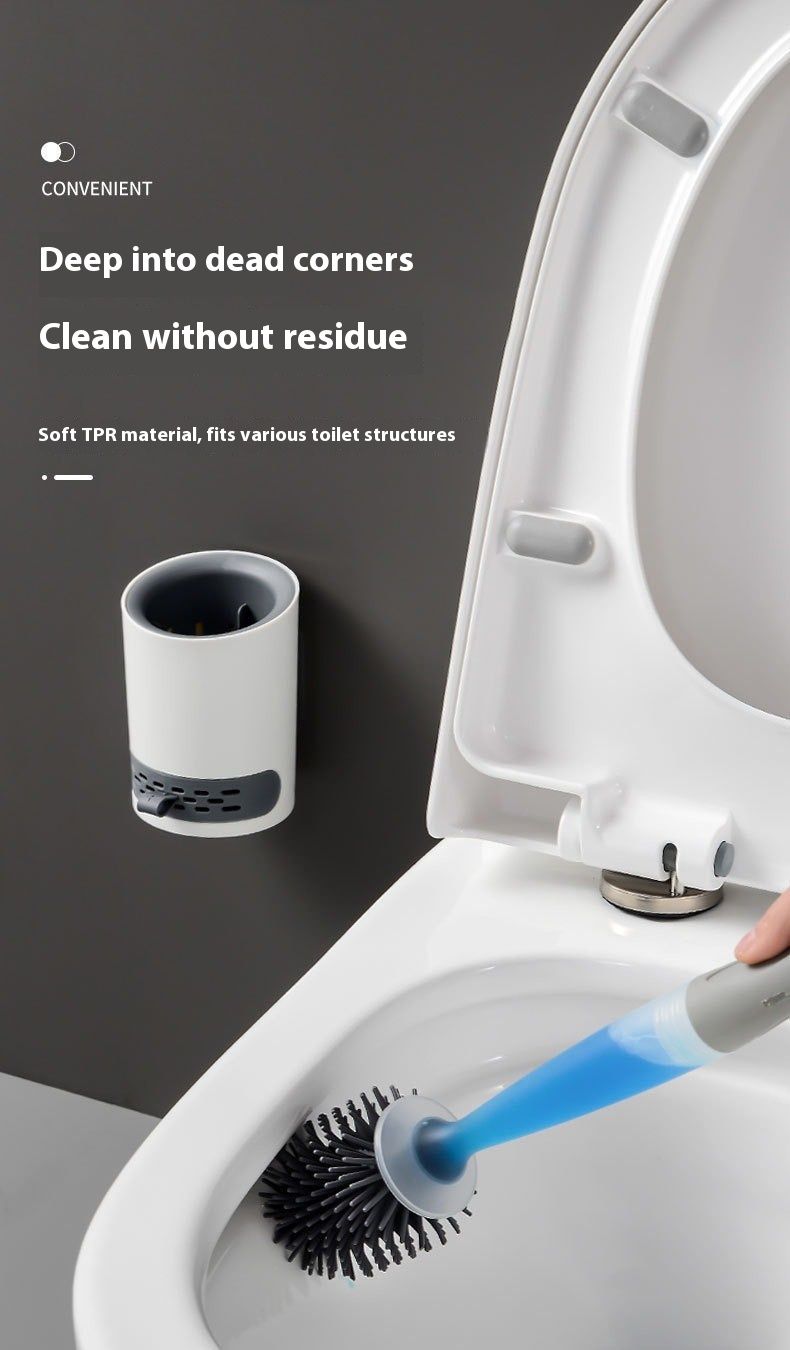 Brosse WC en silicone avec jet d'eau – Nettoyage en profondeur à 360°, poils flexibles, design anti-rayures (amovible, rangement facile)_voghion.com