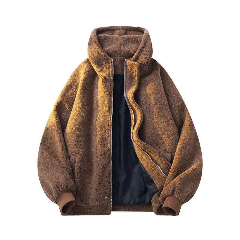 Herren-Wintermantel mit Fleecefutter und Kapuze – Locker sitzende Retro-Reißverschlussjacke mit dickem, warmem Sherpa für lässige Outdoor-Aktivitäten_voghion.com