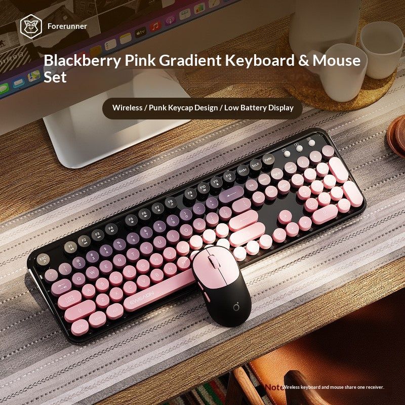 V96 Kabelloses Tastatur- und Maus-Set im Punk-Stil – Leises mechanisches Tippgefühl, 105 Tasten, wiederaufladbar, Bluetooth-/Funk-Dualmodus_voghion.com