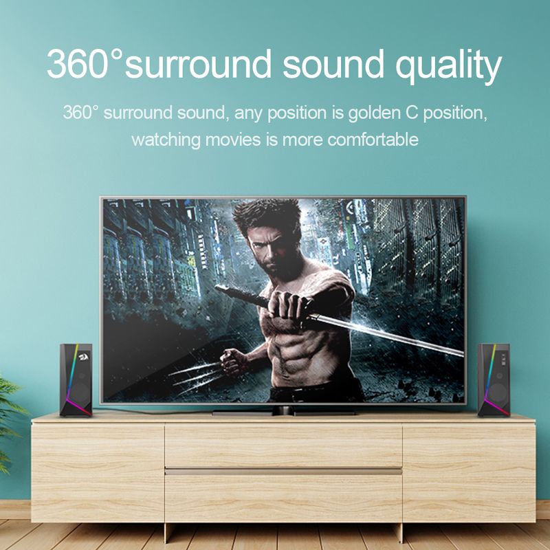 GS520 aux 3.5mm stereo surround music RGB gaming speakers sound bar for computer 2.0 PC notebook TV loudspeakers_voghion.com