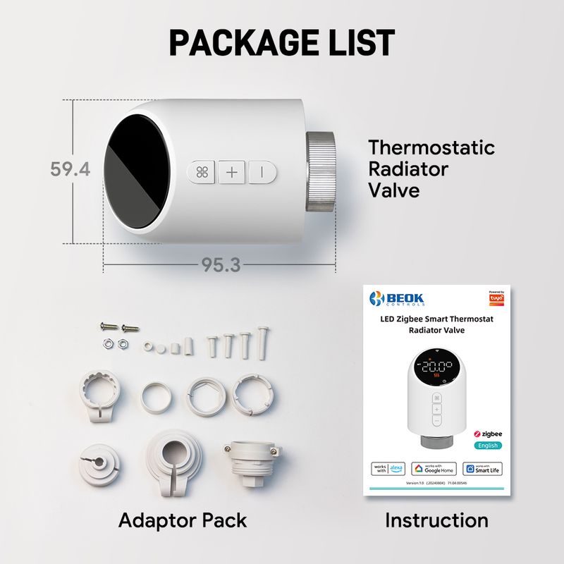 Thermostat de chauffage programmable Smart TRV Thermostat Vae Tuya WIFI Zigbee Radiateur avec Google Home Alexa_voghion.com