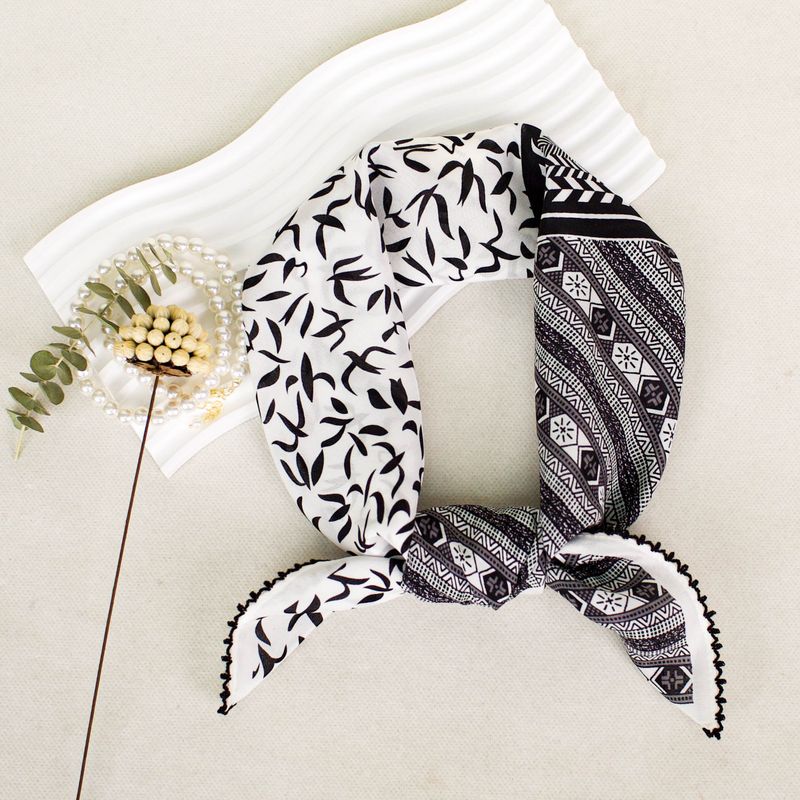 Sciarpa in pizzo sottile per donna, primavera estate, elegante sciarpa in seta di gelso monologo ad anello, scialle per outfit_voghion.com