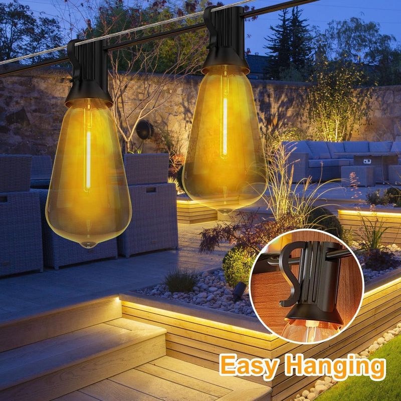 Luzes de corda à prova d'água para ambientes externos ST38 IP65, 50 pés/100 pés, fio de cobre, luzes de fadas para jardim, casamento, acampamento, pátio_voghion.com