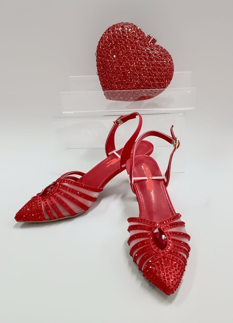 Women's High Heeled Sandals With Stilettos And Pointed Toes, Crystal Glass Flower High Heeled Sandals, Red Bridal Party Bag_voghion.com