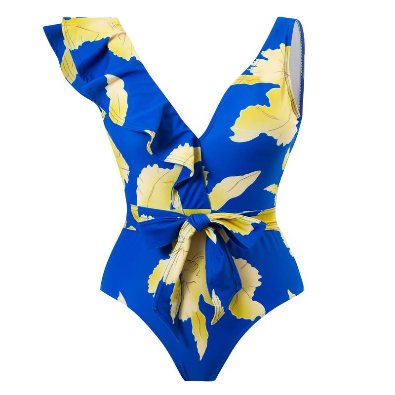 Women's Clothing Sexy One Piece Swimsuit Female Retro Ruffled Chiffon Skirt Swimsuit Suit_voghion.com