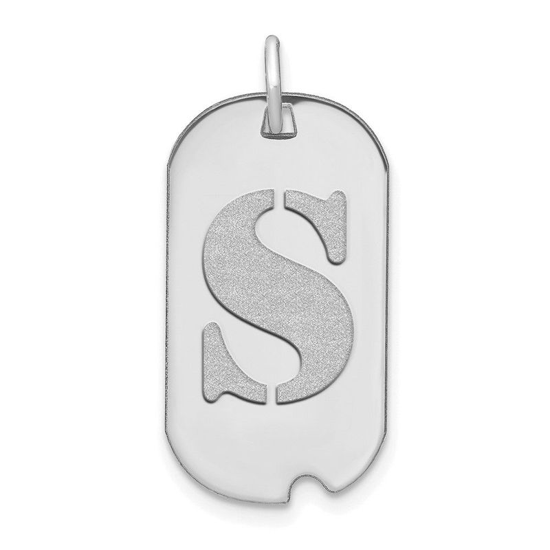 14kw Polished Letter S Initial Dog Tag Pendant_voghion.com