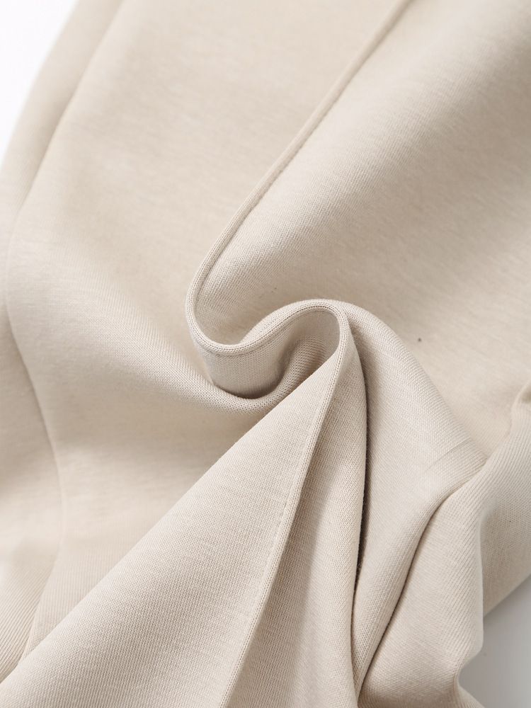 Frae Kleeder Stil Stitch Dekoratioun Elastesch Taille Doppelsäiteg Stoff Bell Bottom Hosen Zipper Sweatshirt Kostüm_voghion.com