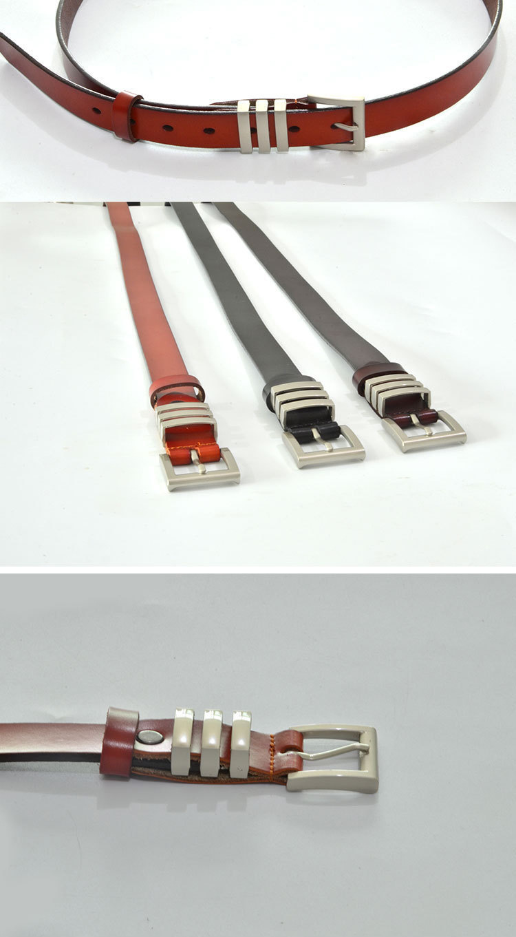 New top layer cowhide belt, fashionable cowhide, popular matte silver buckle, versatile decorative jeans, men's and_voghion.com