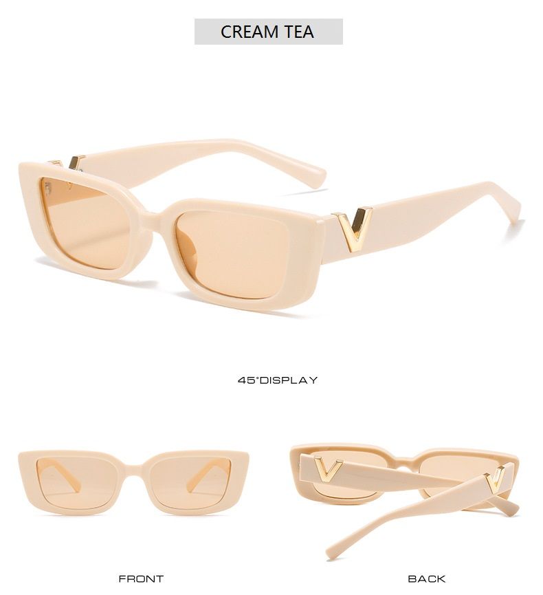 Retro Cat eyt Frame Donna V Occhiali da sole Uomo Moda Rettangolo Occhiali da sole in gelatina con cerniere in metallo UV400_voghion.com