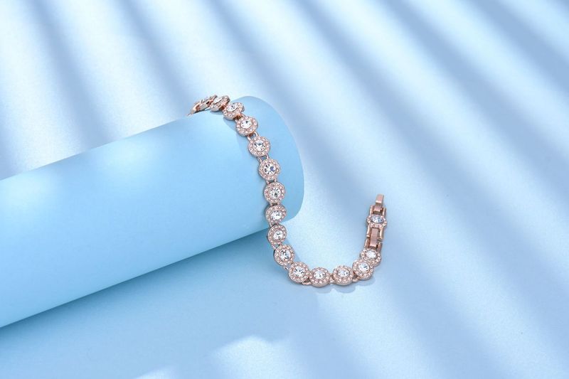 Kristal Seenwork Sürümü Tam Elmas Kristal Bilezik Kadın Gül Altın Hafif Lüks El Takısı_voghion.com