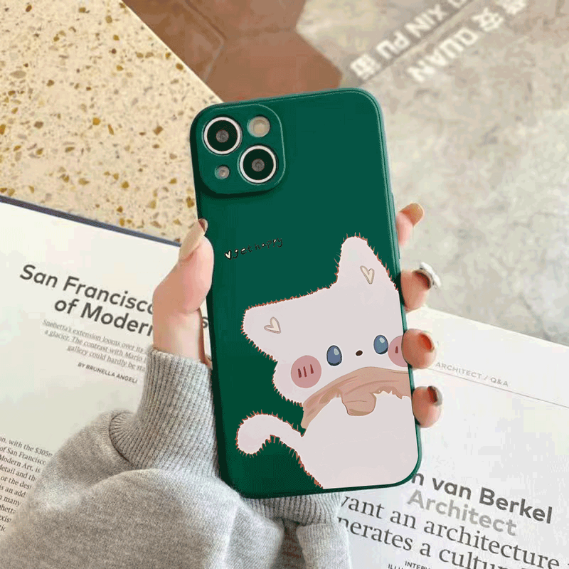 Custodia protettiva sottile in TPU per iPhone 13, 14, 15, 11, 16 Pro, 12 Mini, XS Max, in silicone con motivo a gatto._voghion.com