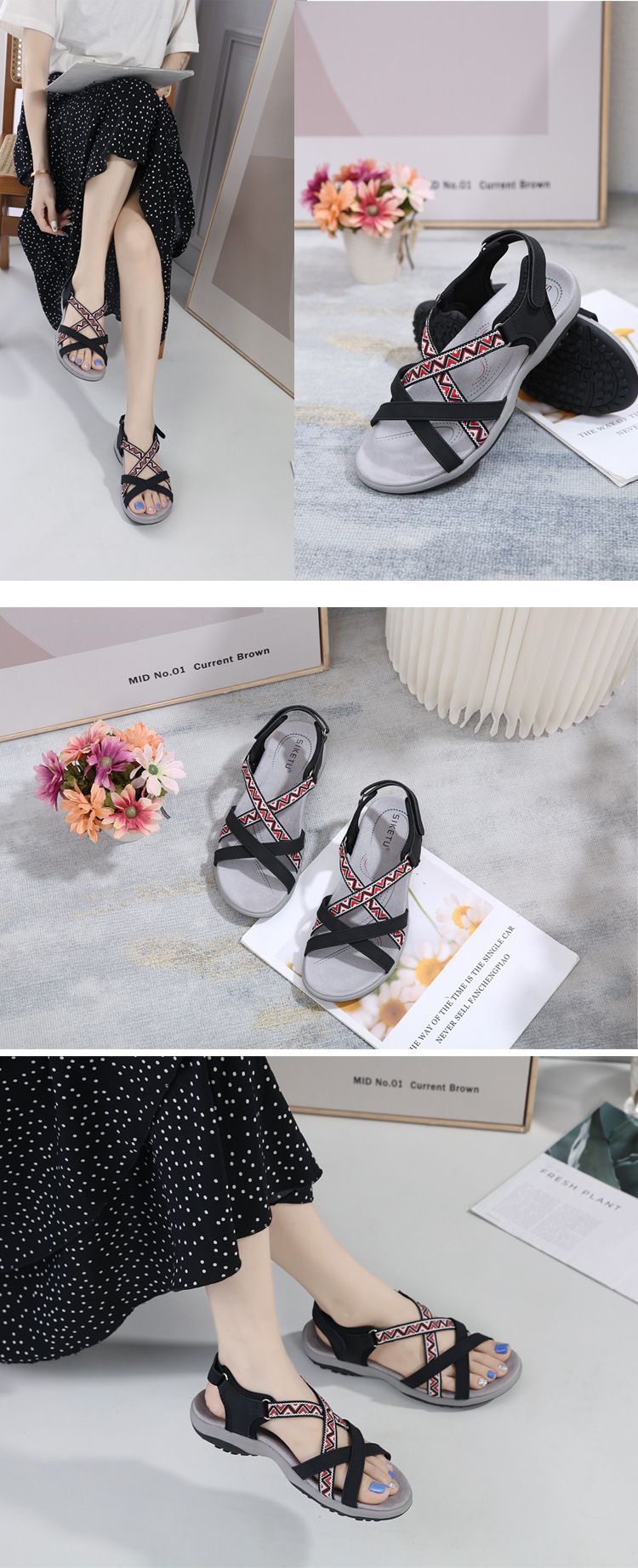 K6357-5 New 2025 Women's Sports Style Sandals Comfortable Durable Flat Shoes_voghion.com