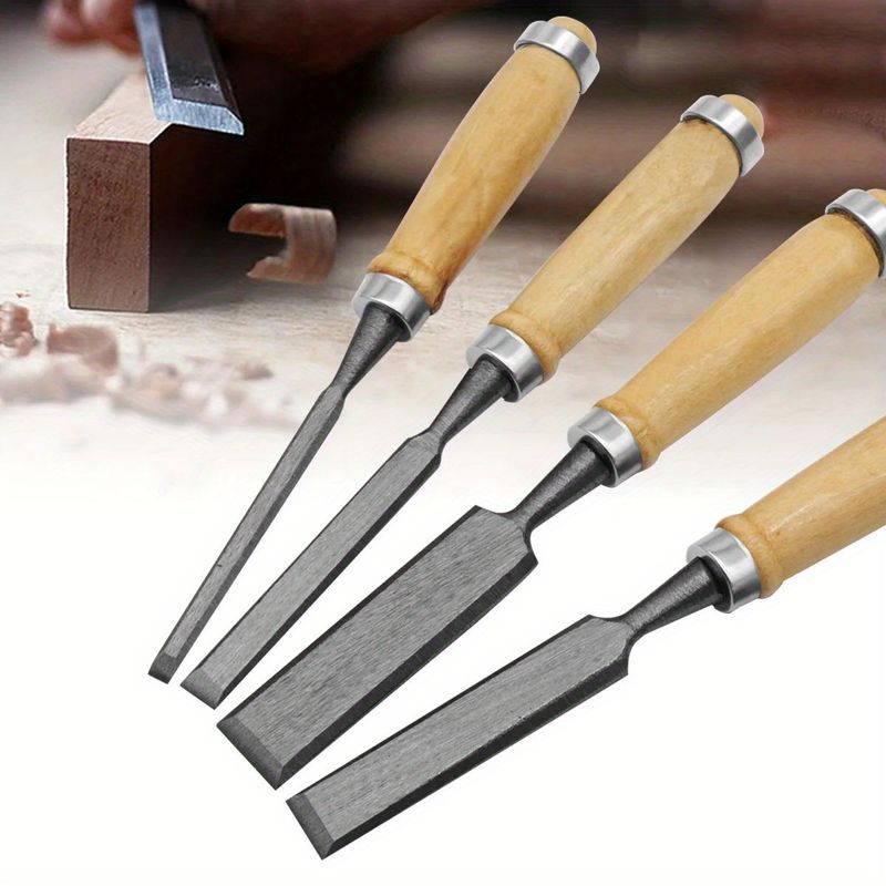 8/12/16/20mm 4-delige houtsnijbeitelset Professioneel voor houtbewerking met ergonomische houtsnijgereedschappen DIY-hulpgereedschappen_voghion.com