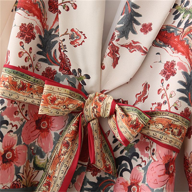 Women's Clothing spring new style with belt small suit + wide leg pants printed suit_voghion.com