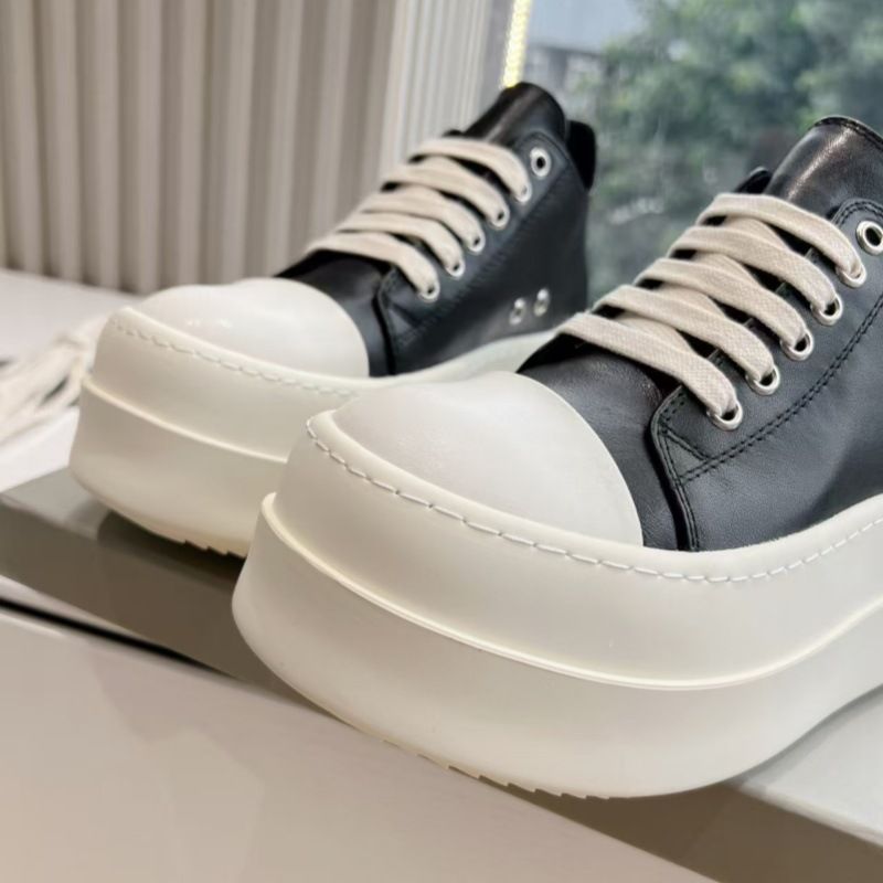 American Style Thick-Soled Sneakers Men Black Couple Platform Simple Canvas Big Head Height Increasing Derby Shoes For_voghion.com
