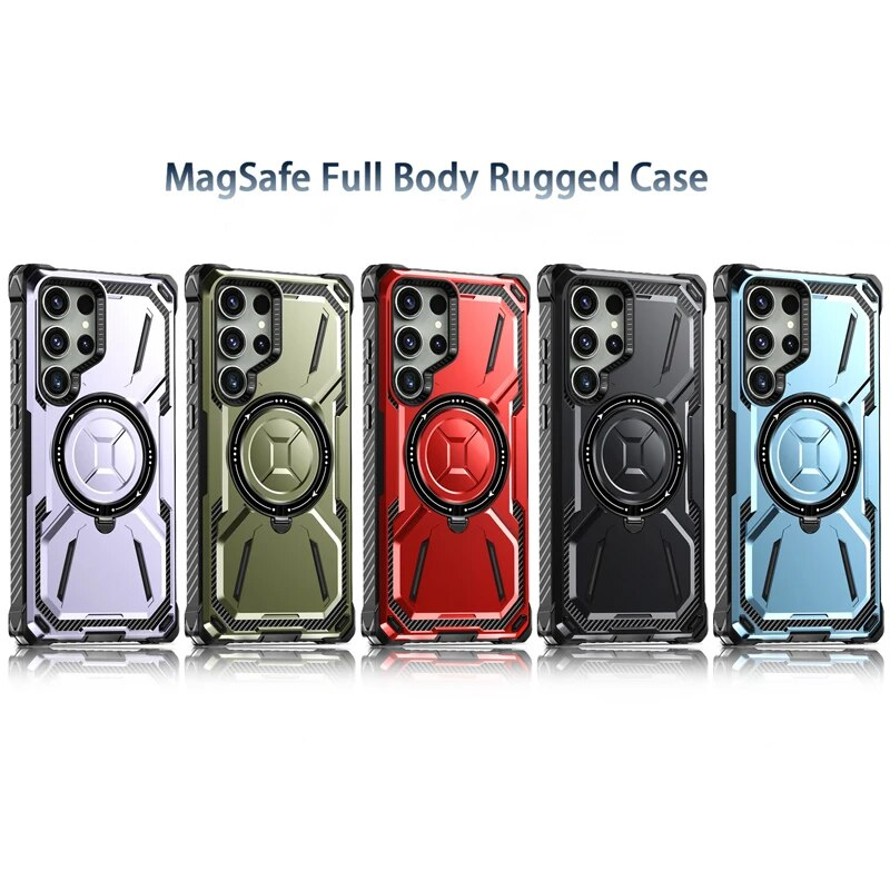 Bananq Magnetische drehbare Standhülle für Samsung S24 S23 S22 S21 Ultra Plus für Magsafe Wireless Charge, stoßfeste Abdeckung_voghion.com