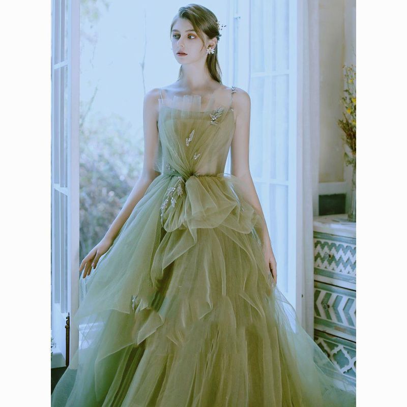 New Green Evening Gown With Sheer Fabric For Ball Dresses Prom Dresses_voghion.com
