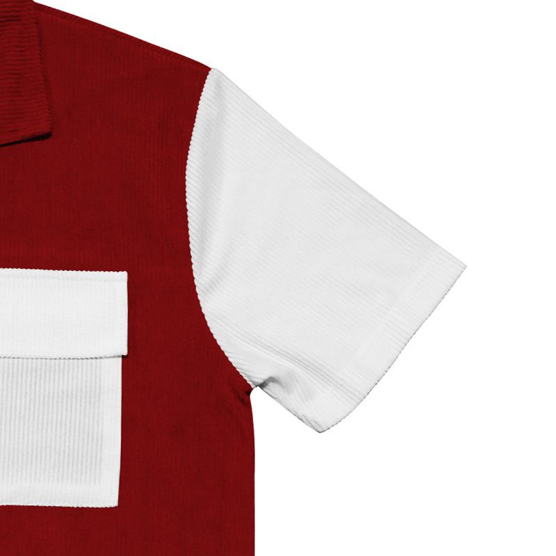 2024 Sommer Neue Herren Farbblock Ärmel Atmungsaktiv Freizeit Strand Hemd Kurze Taste Strickjacke_voghion.com