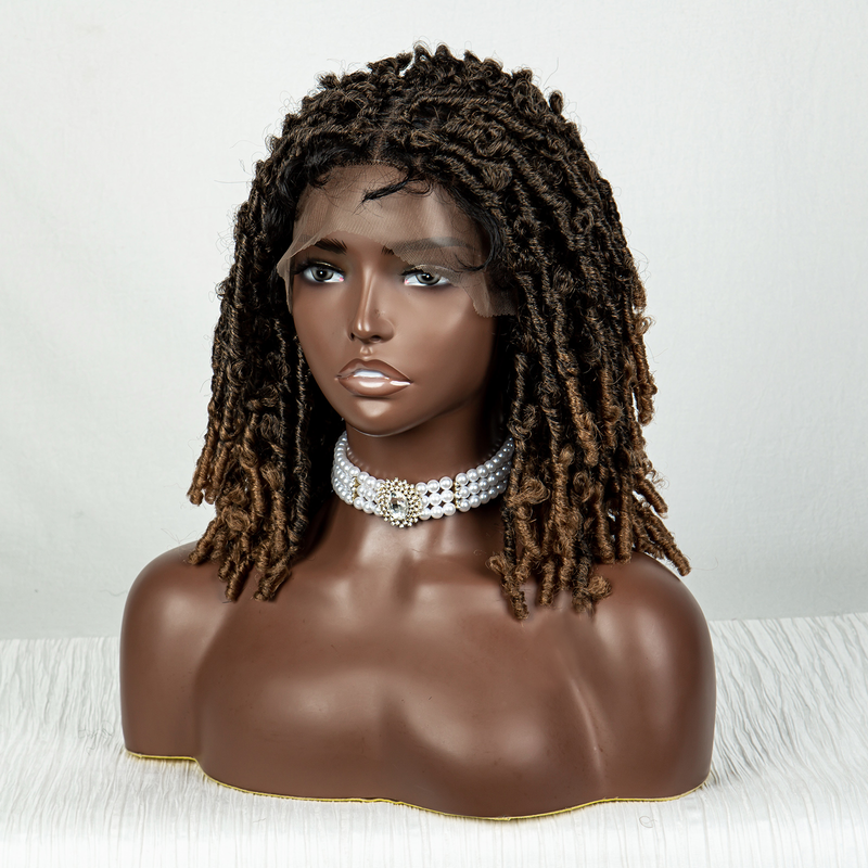 9 * 6 synthetic lace front wig with knotless rectangular weave 16 inch medium length dirty braid_voghion.com