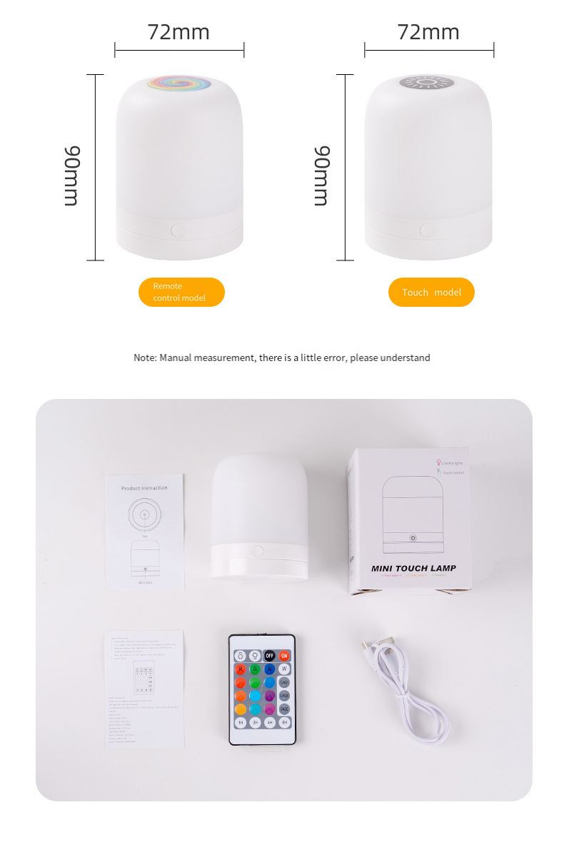 Luz nocturna nueva directa de fábrica, lámpara de noche con carga USB, luz de noche para dormitorio, luz de noche táctil con control remoto_voghion.com